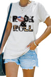 Letter Heart-shaped Rugby Graphic Print Short Sleeve T-shirt