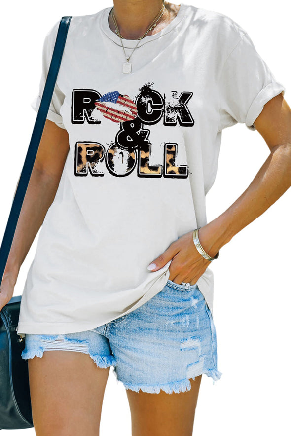 Letter Heart-shaped Rugby Graphic Print Short Sleeve T-shirt