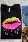 Neon Lips Graphic Plus Size T-shirt