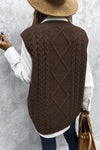 Wine Sleeveless Cable Knitted Sweater Tank