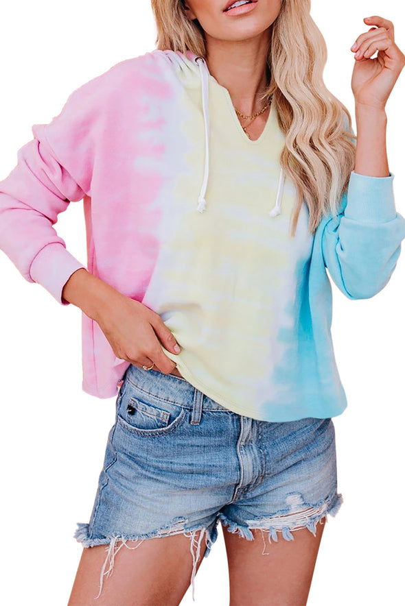 Colorblock The Sun Cotton Blend Tie Dye Hoodie