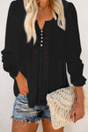 Bohemian Bubble Sleeve Eyelet Blouse