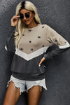 Star Color Block Pullover Sweatshirt