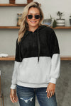 White Colorblock Furry Hoodie