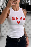 Solid White Round Neck Ribbed Tank Top