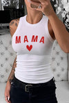 Solid White Round Neck Ribbed Tank Top