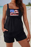 Letters Sports Tank and Shorts Plus Size Tankini Set