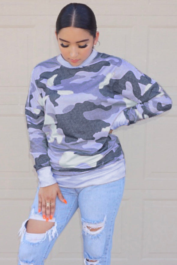Digital Camo Print Sweatshirt