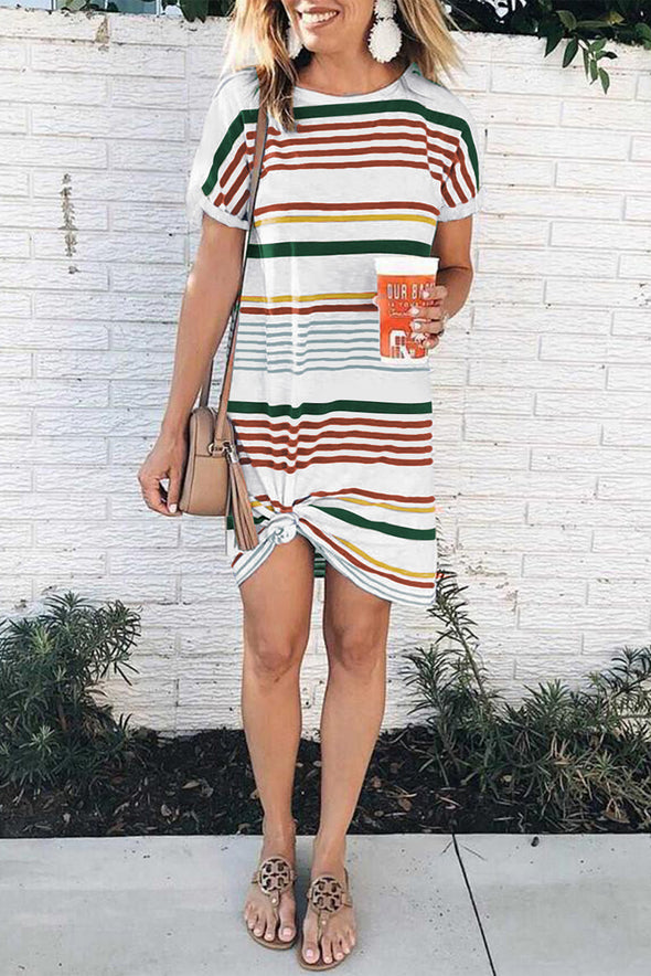 Short-Sleeved Striped T-shirt Mini Dress