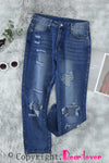 Fading Distressed Holes Crop Jeans