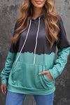 Dip-Dye Colorblock Drawstring Hoodie with Pockets