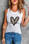 Solid White Round Neck Ribbed Tank Top