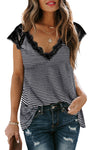 Eyelash V Neck Striped Tank