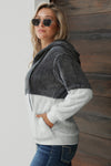 White Colorblock Furry Hoodie