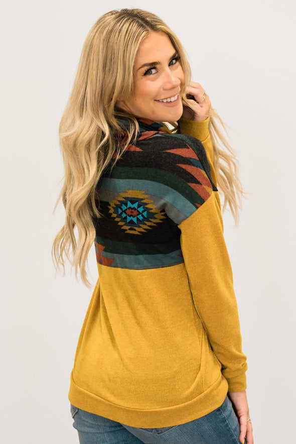 Aztec Cowl Pullover Hoodie