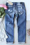 Valentine Heart Patchwork Distressed Straight Leg Jeans