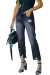 Medium Wash High Rise Straight Leg Jeans