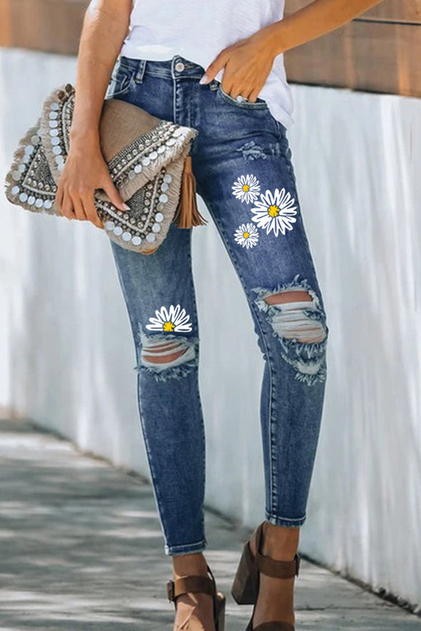 High Rise Distressed Skinny Jean