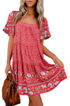 Flutter Sleeve Floral Tiered Babydoll Dress