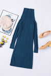 Asymmetric Buttoned Collar Black Bodycon Sweater Dress