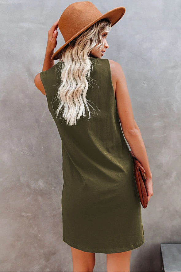 Chest Pocket Tank Mini Dress