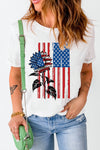 Leopard Sunflower Cactus Print Short Sleeve T Shirt