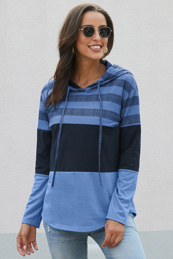 Color Block Drawstring Hoodie