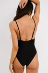 Colorblock Mesh Backless One-piece Swimwear