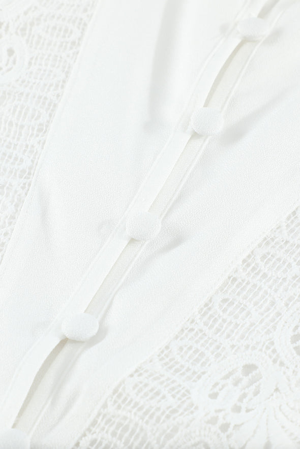 Lace Splicing Buttoned Shirt
