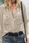 Retro Velvet Pocket Long Sleeve Shirt