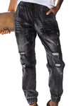 Distress Drawstring Pocketed Joggers