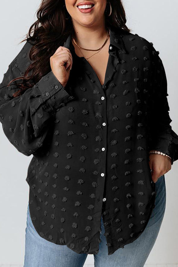 Swiss Dot Textured Plus Size Shirt