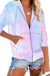 Multicolor Tie-dye Pocket Zip Up Hoodie