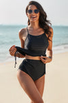 Halter Drawstring Ruched Cami and High Waist Panty Tankini
