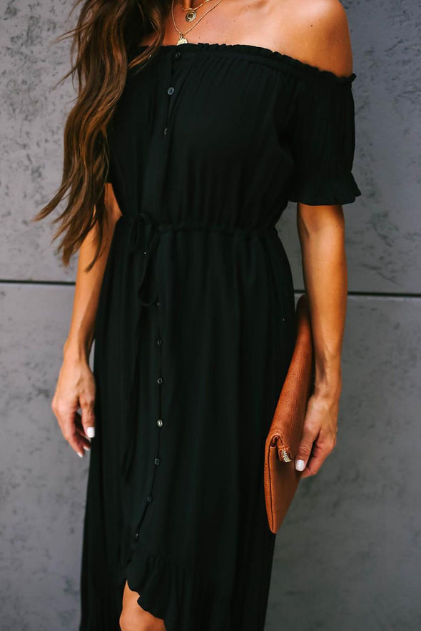 Glaze High Low Off The Shoulder Maxi Dress