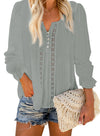 Bohemian Bubble Sleeve Eyelet Blouse