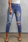 Fading Distressed Holes Crop Jeans