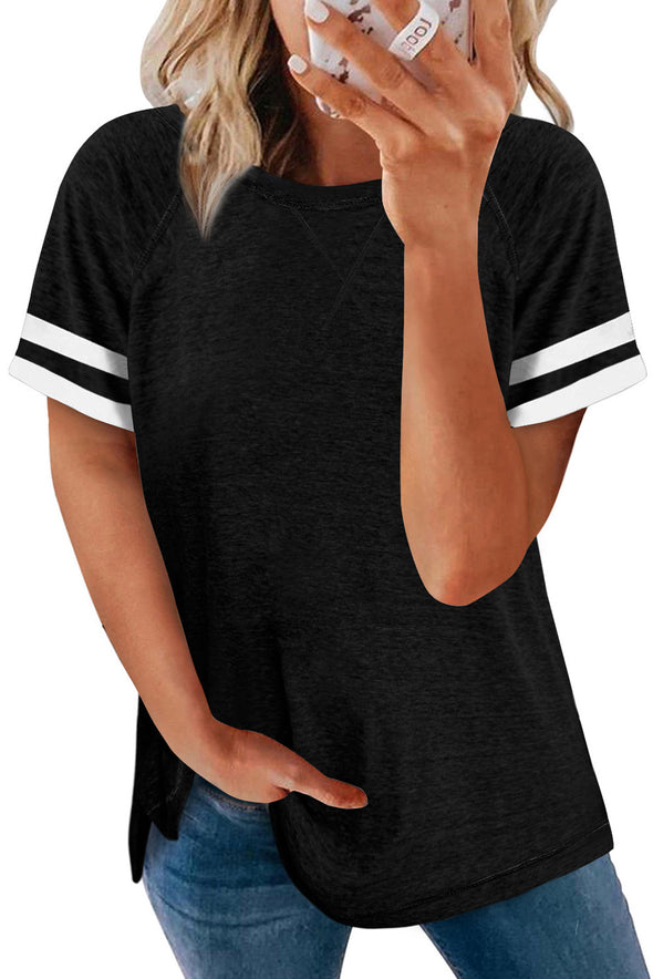 Plain Colorblock Raglan Sleeve T-shirt