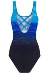 Gradient Criss Cross Back One Piece Swimsuit