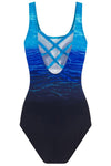 Gradient Criss Cross Back One Piece Swimsuit