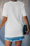 Letter Heart-shaped Rugby Graphic Print Short Sleeve T-shirt