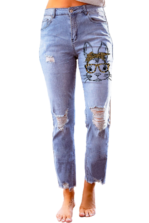 Ripped Slim Fit Washed Jeans