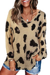 Long Sleeves Leopard Print Blouse