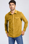 Men Corduroy Flap Pocket Button Front Shirt