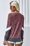 Star Color Block Pullover Sweatshirt