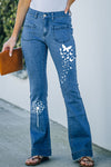 Vintage Casual Pocket Flared Jeans