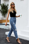 Ripped Slim Fit Washed Jeans