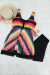 Multicolor Tie Dye Ombre Swimdress Tankini Set