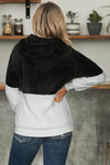 White Colorblock Furry Hoodie