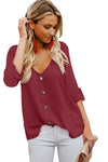 Button Detail Roll up Sleeve Blouse